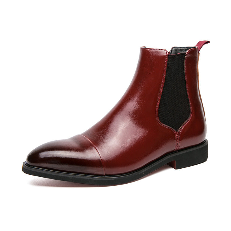 Men's high-top pointed-toe leather shoes