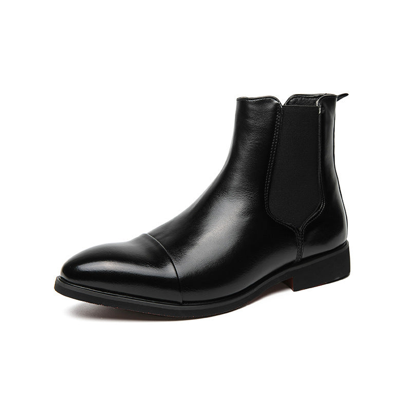 Men's high-top pointed-toe leather shoes