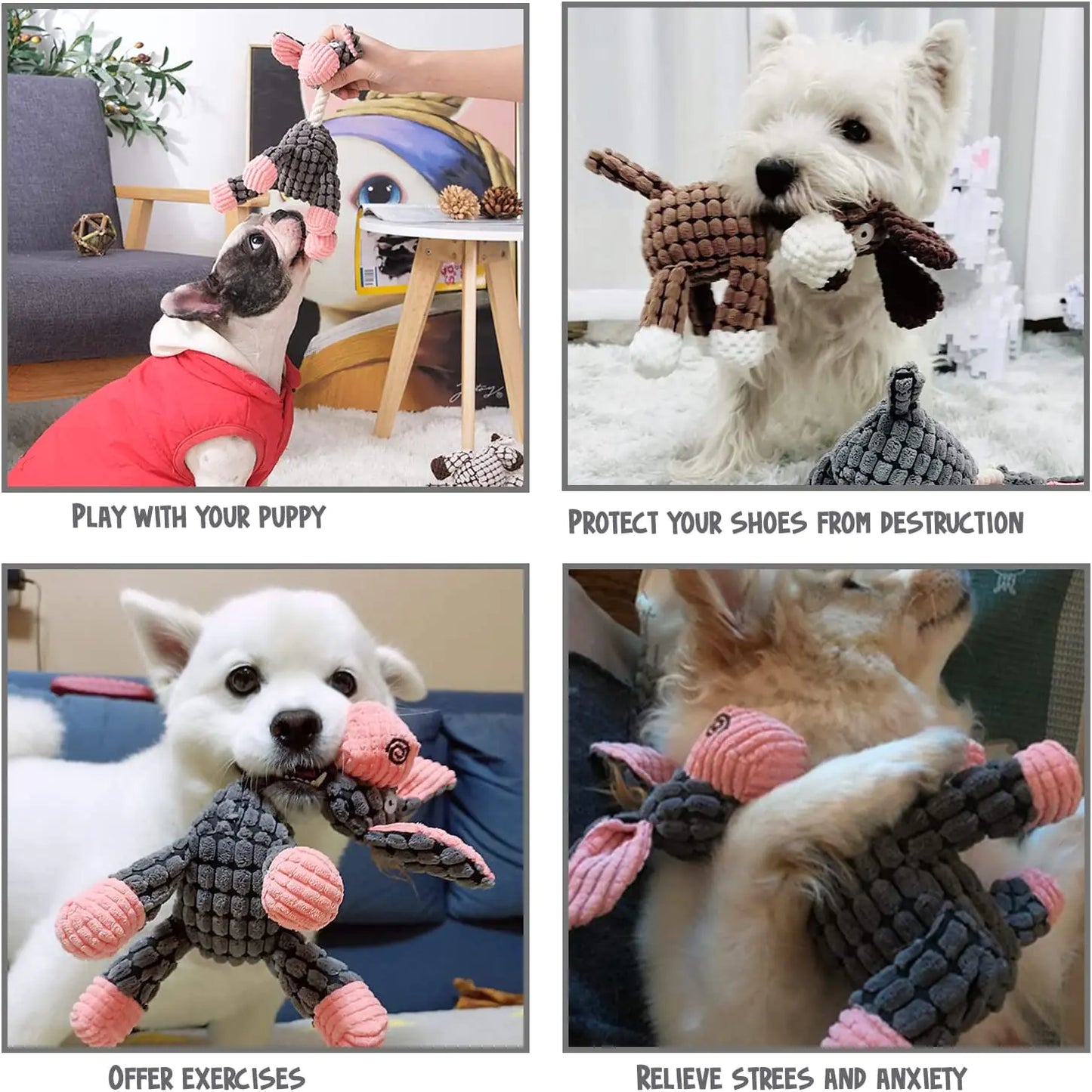 Interactive Plush Dog Toy - Cartoon Bite Resistant