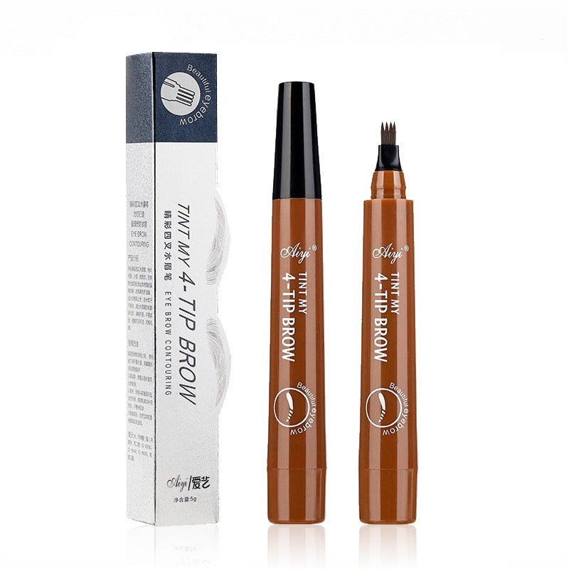 2PCS Chinese And English Version Four-pronged Liquid Eyebrow Pencil Micro-engraved Korean Version 4-pronged Four-prong Liquid Eyebrow Pencil Long-lasting Sweat-proof And Waterproof